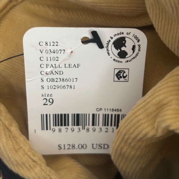 NWT We The Free People Libre Wide Leg Cord Jeans Sand Tan Beige Size 29 - Picture 9 of 10